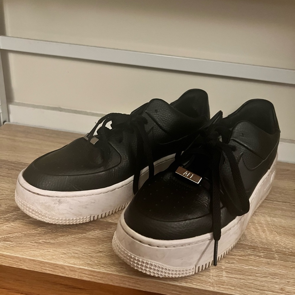 Black platform Air Force 1 sneakers - size 8.5